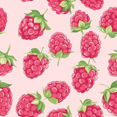 Poster - Seamless Minimal Raspberry Pattern for Fabric Design Featuring Playful and Vibrant Elements Suitable for Various Creative Projects and Textiles