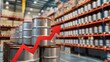 © Sylvia - Depicting rising oil prices and market trends with barrels and upward arrows