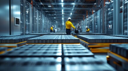 Poster - Warehouse operations modern facility industrial scene high-tech environment aerial view efficiency focus
