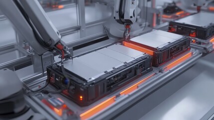 Poster - automated assembly line robots manufacturing facility technology process industrial environment clos