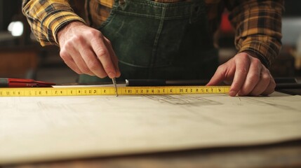 Poster - Craftsmanship in action measuring design plans workshop diy project creative environment hands-on viewpoint precision concept