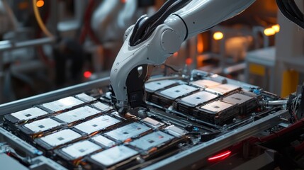 Poster - robotic assembly process manufacturing facility industrial automation high-tech environment close-up