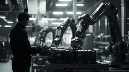 Poster - industrial automation scene manufacturing facility technology content high-tech environment close-up