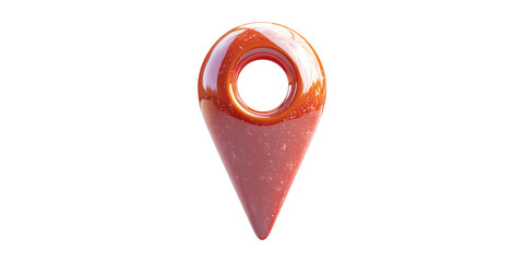 Poster - Orange glossy location pin isolated on transparent background. 3D design element