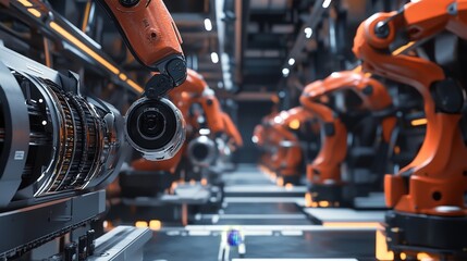 Poster - advanced robotics in manufacturing industrial facility digital art high-tech environment close-up vi