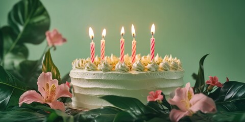 Sticker - Birthday Cake with Lit Candles