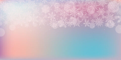 Poster - Colorful pastel liquid gradient snowflake confetti winter background, smooth colorful bright festive wallpaper design