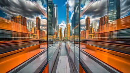 Wall Mural - Reflection of Skyscrapers in Modern Condo Windows