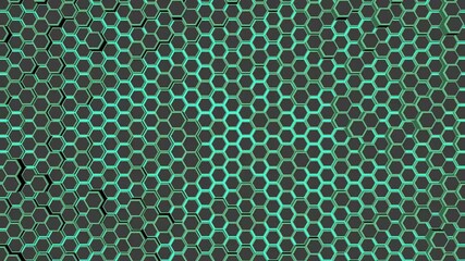Poster - Green 3D hexagonal grid with subtle movement in an abstract animation.
