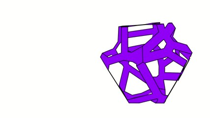 Poster - Transforming purple polygonal shape in an abstract animation on a white background.