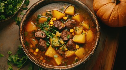 Sticker - Bowl of Stew with Potatoes and Corn