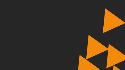 Poster - Orange triangles dynamically appearing and disappearing on a black background.