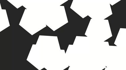 Poster - Dynamic animation of white geometric shapes forming and vanishing on a black background.