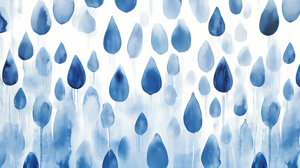 Wall Mural - Abstract watercolor rain pattern in soft blue tones representing melancholy and renewal. Melancholy. Illustration