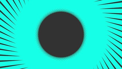 Poster - Dynamic turquoise lines spinning in a circular motion on a black background. Seamless looping animation.