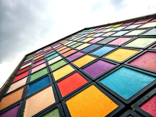 Poster - Abstract Squares Composition with Vibrant Colors and Geometric Patterns, Ideal for Modern Backgrounds and Creative Designs Featuring Copy Space for Custom Text Elements