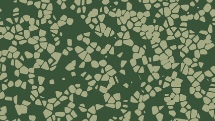 Poster - Dynamic animation of small green polygonal fragments dispersing on a darker green background. Seamless looping animation.