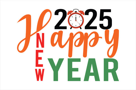 create a typography Happy New Year set vector illustration