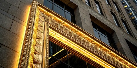 Poster - Architectural Photography of an Animated Cross Contour Vertical Cross with Gold Light Animated Texture Frame, Showcasing Unique Design Elements for Vertical Resolution Display
