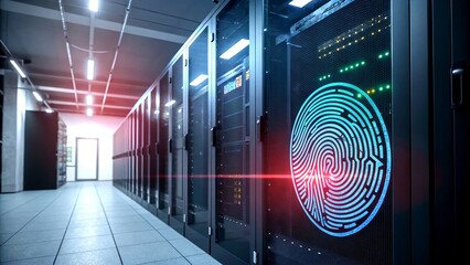 Poster - Biometric Fingerprint Sensor Symbol for Security Identity Verification and Privacy Protection in Digital Environments