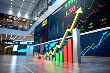 Poster - Captivating 3D Illustration of Stock Market Dynamics, Investment Strategies, and Financial Growth for Modern Product Photography