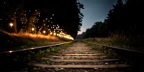 Poster - Captivating Bokeh Effect Perspective Path Isolated on Black Background for Stunning Visuals and Unique Designs in Photography and Art Projects
