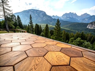 Poster - Captivating Natural Wood Texture Background Showcasing an Intricate Wooden Wall with a Unique Hexagonal Pattern Perfect for Interior Design and Nature-Inspired Projects