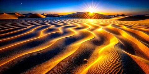 Poster - Captivating Night Photography of an Abstract Sand Texture Background with Subtle Light and Shadows, Creating an Intriguing Visual Experience for Artistic and Nature Lovers