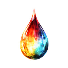 Aufkleber - Vibrant watercolor drop with a mix of warm and cool tones, set against a transparent backdrop