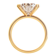 Poster - Stunning solitaire diamond on a golden ring against a clear backdrop, ideal for wedding and engagement concepts