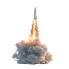 Aufkleber - Rocket launching into space, leaving a trail of smoke and fire on a transparent background
