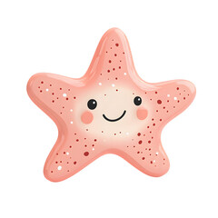 Poster - 3d rendering of a cute, smiling pink starfish on a transparent background, perfect for children's projects