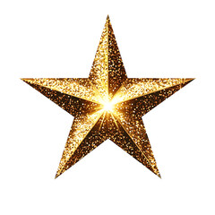 Poster - Shiny golden star with sparkling effect, emitting light, isolated on transparent background, ideal for festive designs