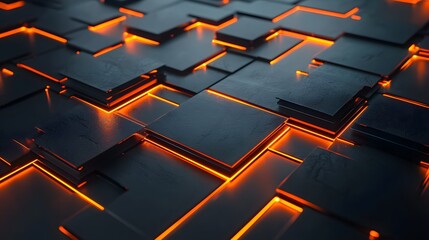 Leinwandbilder - Illuminated abstract design digital space 3d render futuristic environment aerial view tech concept