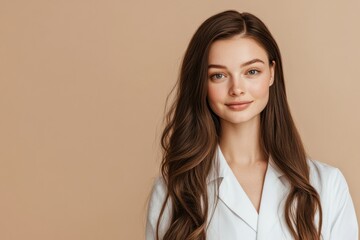 Leinwandbilder - A confident and approachable professional smiles while discussing cosmetic surgery options in a serene, modern clinic environment. Generative AI