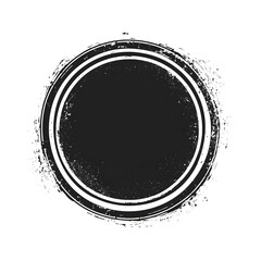 Poster - Vintage distressed effect grunge black circle with double border isolated on a transparent background