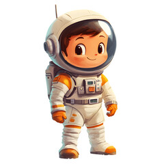 Aufkleber - Happy astronaut kid in spacesuit cartoon illustration on transparent background