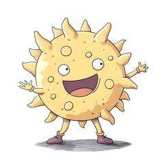 Poster - Cartoon sun character waving and smiling, with transparent background, ideal for children's illustrations