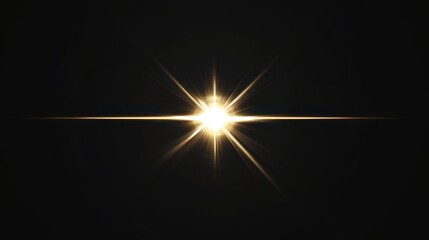 Poster - Bright star-like light with a lens flare effect, isolated on a black background