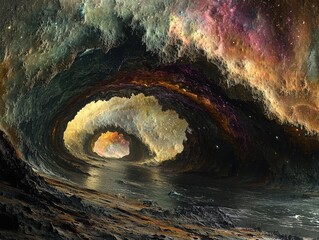 Poster - Exploring surreal ai landscapes digital realm visual art ethereal environment wide angle ai generation
