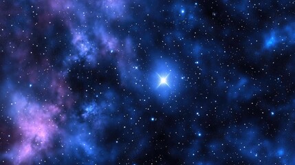 Wall Mural - Vast Blue Cosmos: A Deep Space Background with Twinkling Stars and Nebulae