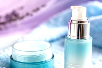 Poster - Elegant Product Photography Featuring Soft Gradient Background in Light Blue and Light Purple Shades, Perfect for Showcasing Modern Goods and Enhancing Visual Appeal