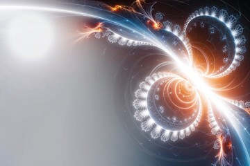 Poster - Futuristic Abstract Light Background with Fractal Patterns and Negative Space