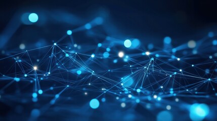 Poster - Bokeh blue background banner futuristic business data technology modern concept, abstract blue bokeh dark blue contrast.