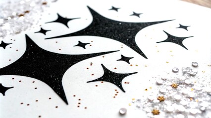 Poster - Minimalist Stars Logo Design Featuring Four-Point Stars, Sparkling Elements, and a Y2K Aesthetic Representing Gemini in a Black Vector Style for Modern Branding