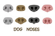© Катерина Тышковская - Set of flat dog noses silhouette.  Puppy nose  vector icon collection