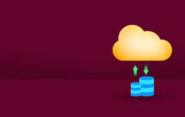 Poster - Cloud Storage banner design with element on the side and copy space. Future of storage concept design