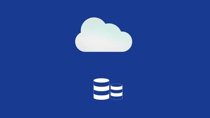 Poster - Storing data in Cloud concept with arrows showing up and down, 4k animation. Receiving and sending data with cloud, futuristic, infographics, modern