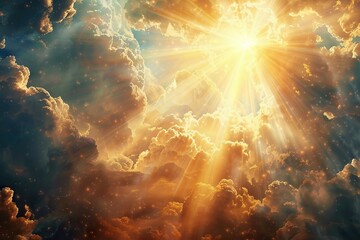 Wall Mural - beautiful religious image bright light from heaven light of hope and happyness from skies.