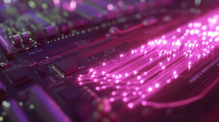 Poster - Fibre optics carrying data passing across electronic circuit board